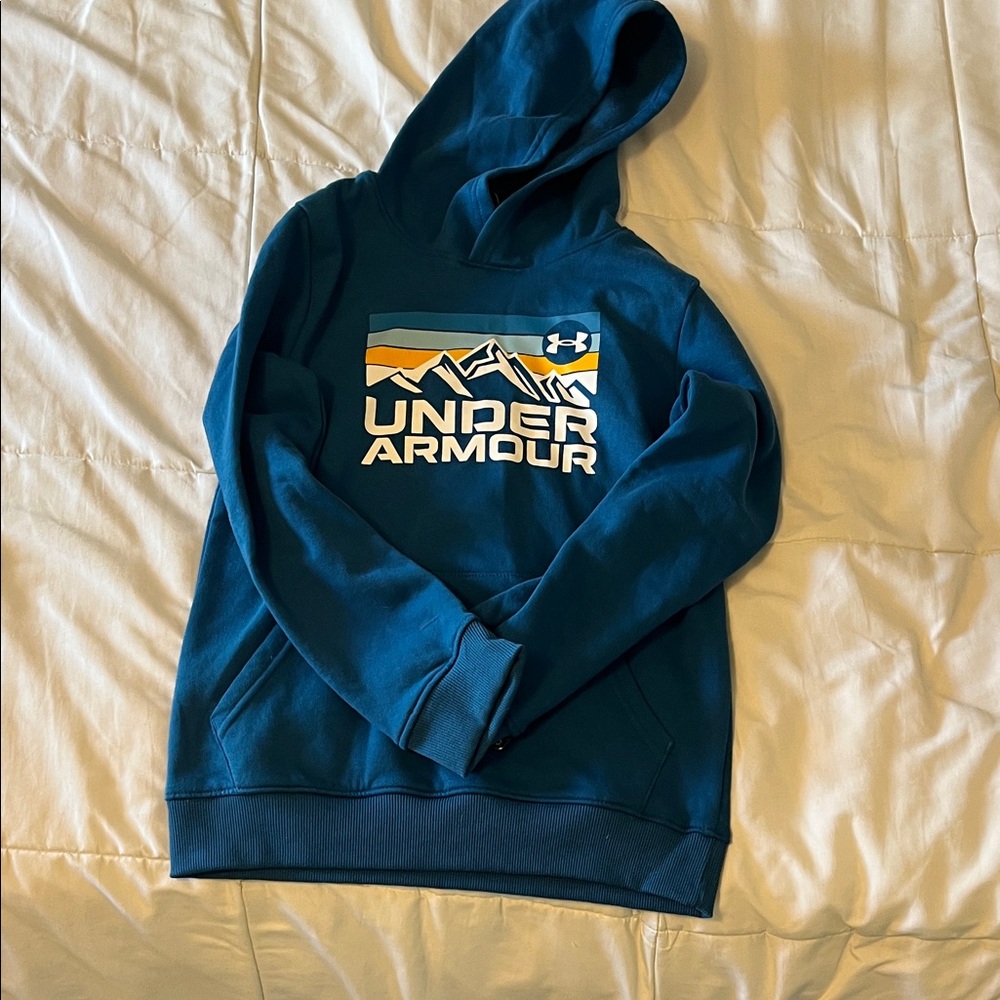 Under Armour Blue Hoodie with Mountain Design